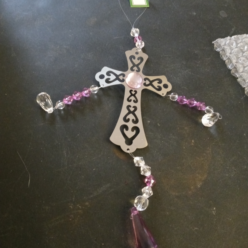 Sunflower Garden Birthstone Cross Suncatcher - June